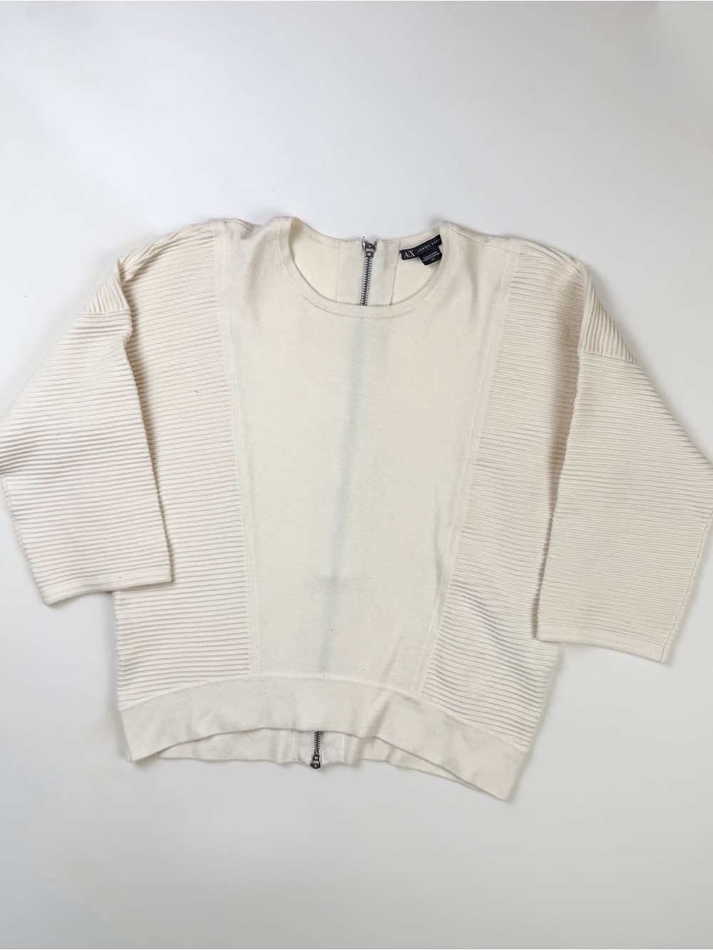 Armani Exchange Cream Rib Knit Sweater